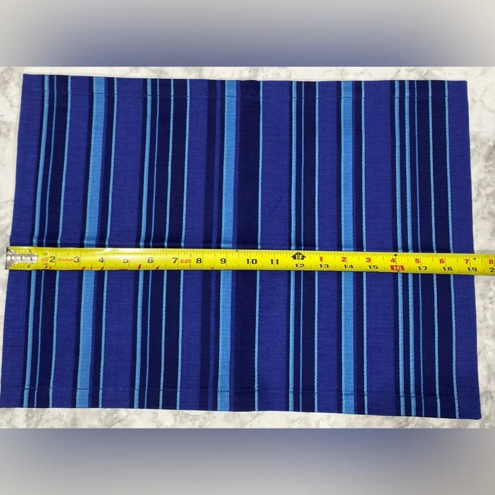 Crate & Barrel Socorro Blue Placemats Set Of 4 Stripes Striped